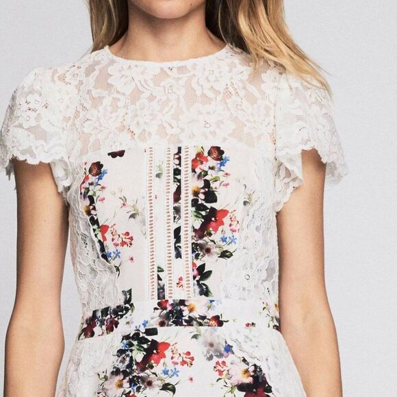 Marissa Webb | Gorgeous! Imani back cutout floral silk print & lace dress MED - Picture 6 of 14